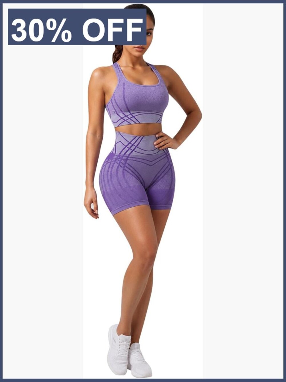 Seamless 2 Piece Workout Set Sports Bra High Waist Biker Shorts Gym Activewear